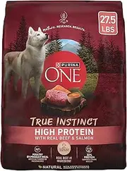 Purina ONE Natural, High Protein Dry Dog Food, SmartBlend True Instinct with Real Beef & Salmon - 27.5 lb. Bag