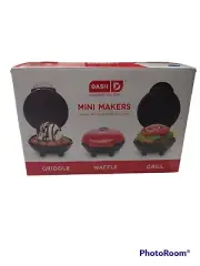 Dash Mini Makers 3 Pack - Griddle ● Waffle ● Grill