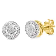 Brilliant Halo Round Stud Earrings with 0.10ct of Diamonds in 9kt Yellow Gold