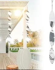 Stainless Steel Wind Spinner,3D Silver Indoor Outdoor Garden Decoration Crafts Ornaments,Metal Wind Chimes for Outside Decor,Decorations to Scare Away Yard Birds (Fishbone-Wind Spinners)