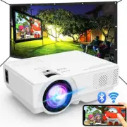 Projector w/ WiFi & Bluetooth 2024 Upgrade Outdoor Mini Movie Projector bundleW2