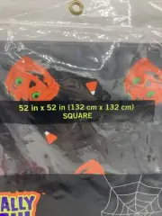 Black Halloween Table Cloth Vinyl Pumpkin Candy Corn 52 x 52 inch Square Kmart