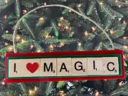 I Love Magic Christmas Ornament Scrabble Tiles Handcrafted Magician Illusion