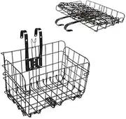 Bike Basket Front Bicycle Basket Front Handlebar Detachable Metal Adjustable Height Bike Baskets for Adult Bikes Womens Storage pet Dog Foldable Bike Basket Bike Accessories