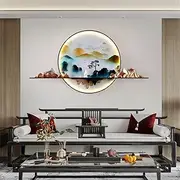 Modern Wall Picture Light LED Creative Chinese Landscape Mural Background Sconce Lamp for Home Living Bedroom (F 1pcs)