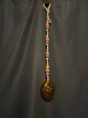 Hanging Beaded Glass Propagation Vase Orange