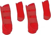 Generic 4Pcs Horse Boots Leg Protective Portable Multifunction Professional Leg Wraps Front Hind Legs Guard for Jumping Riding, red