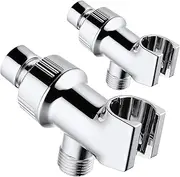 2PCS Universal Shower Head Holder, Adjustable Arm Mount Bracket, Brass Swivel Ball Adapter - Chrome