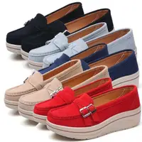 在飛比找ETMall東森購物網優惠-【Taroko】韓系皮帶淺口絨麂皮真牛皮增高鬆糕鞋(5色可選