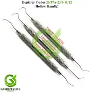 Dental Explorer Probes Hollow Handle Caries & Calculus Detection Restoration Kit