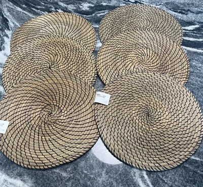 IKEA LÄTTAD Placemat, Natural seagrass, black, 15" (SET OF 6) NEW