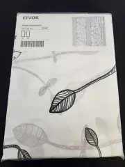 IKEA Eivor White Black Leaf / Tree Patterned 2 Long Curtain Panels 57×98"-New