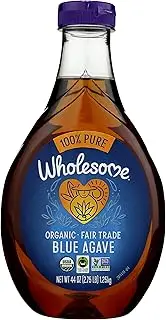 Wholesome Fair Trade Organic Blue Agave Nectar, Natural Low Glycemic Sweetener, Non GMO & Gluten Free, 44 oz (Pack of 1)