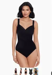 Miraclesuit BLACK Must Haves Solid Sanibel Underwire One-Piece Swimsuit, US 16