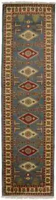Handmade Tribal Kazak Runner Rug Geometric Style Oriental Kitchen Carpet 3X10 ft