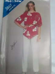 Tunic Top Pants See & Sew A 8 10 12 Butterick Sewing Pattern 3867 VTG 80's UC FF