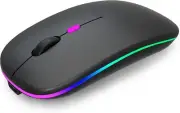 Wireless Bluetooth Mouse,LED Rechargeable Laptop Mouse.Portable Black