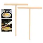 2Pcs TShaped Wooden Pancake Batter Spreader Crepe Spreader Spatula For Kitche AC