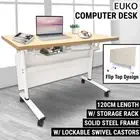 Computer Desk W/ Castors Mobile Laptop Table Office 1.2M Foldable Student Home