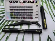 Fake Eyelash 8,9,10,11,12mm C Curl Cluster & Wand + Lash Glue + Glass & Remover