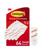 Command Small Refill Adhesive Strips, Damage Free 64 Count (Pack of 1), White