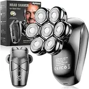 Head Shavers for Bald Men, Wyklaus Detachable Head Shavers 5-in-1 Electric Razor IPX7 Waterproof Dry Wet Shaving for Men Women,7D Rotary Shaver Grooming Kit with LED Display, USB Rechargeable