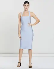 BNWT MISHA COLLECTION ICE BLUE JULIA MIDI DRESS - SIZE 4 AU/0 US (RRP $290)