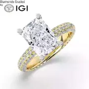 Radiant Solitaire Labgrown Diamond Engagement Ring 18k Yellow Gold 4.00 Ct