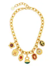 Ben Amun Mixed Color Stone Charm Statement Necklace, 17