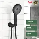 WELS Hand Held Shower Head Set large 3-Mode Spray Matte Black Bathroom