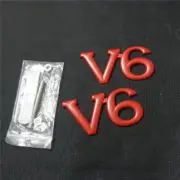 Matte Red V6 Metal Grille Emblem + Decal Badge Sticker Motors Turbo Sportback 3D (for: Peugeot)