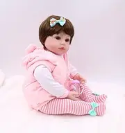 New 47CM Lifelike Reborn Toddler Bebe Doll Reborn Baby Girl Soft Silicone Vinyl Stuffed Body Christmas surprice Gifts Doll (Blue Eyes)