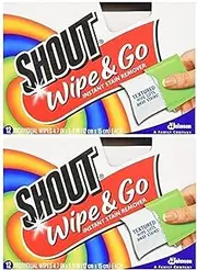 Shout Wipes - Portable Stain Treater Towelettes Pack of 2, 24 Wipes Count, Multicolor