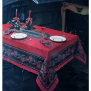 NEW Bardwil Linens Gretchen Christmas Traditions Red/Green Tablecloth 52" Square