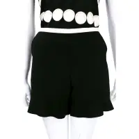 在飛比找Yahoo奇摩購物中心優惠-SEE BY CHLOE 黑x白色拼接設計荷葉剪裁短褲