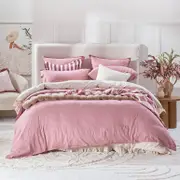 Washed Linen Look Vintage Rose Quilt Cover Set [ESSBWLL19AP]