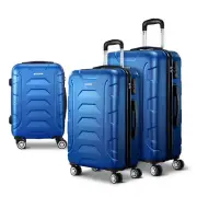 Wanderlite Luggage Trolley 3pcTravel Suitcase Set Hard Shell Case Blue New Au