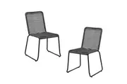 Raimon Furniture Set Of 2 Clara Stylish Rope Woven Outdoor Dining Chair Metal Frame - Charcoal