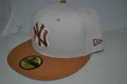AUTHENTIC NEW YORK YANKEES NEW ERA 59FIFTY FITTED HAT CAP CAMEL CREAM NEW
