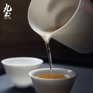 九土手工玉泥功夫茶具套裝組景德鎮玉泥白瓷薄胎茶壺茶杯套裝功夫茶具茶壺側把壺茶具手工茶壺甜白小茶杯公道杯茶海CHR0574