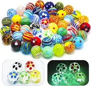 40 PCS Glass Marbles for Kids, 35 Colorful Assorted Marbles and 5 Glow in The Dark Marbles, Marble Games and Marble Run Accessories for Boys and Girls, Beautiful Marbles Bulk for Home Decoration