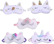 HAPINARY 5pcs Plush Unicorn Eye Mask Soft Blindfolds for Sleep Travel Elastic Band for Comfort Blocks Light for Restful Sleep for Adults
