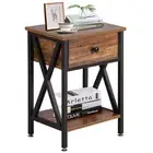 Modern Versatile NightstandsX-Design Side End Table Storage Shelf with Bin