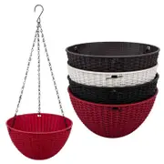 Large Rattan Plastic Plant Flower Pot Holder Hanger Hanging Planter Basket Hook
