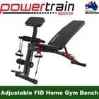 Powertrain Adjustable FID Home Gym Bench with Preacher Curl Pad Max Load 150kg