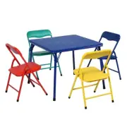 FurnitureR Kids 5-Piece Folding Square Table and Chair Set Toddler Dining/Stu...