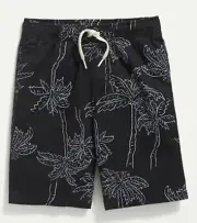 Old Navy Kids Size Large ~ Flat Front Twill Jogger Shorts .. Black Palm Tree