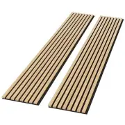 2 Pack Acoustic Solid Wood Wall Panels, 94.49” x 12.6” Natural Oak-1