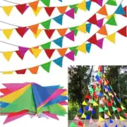 100M Multicolored Bunting Banner Triangle Flags Nylon Fabric Pennant Festival