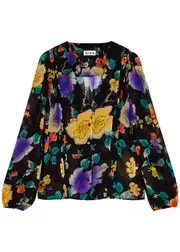 Rixo Giada Floral-print Chiffon Blouse - Black - 10 (UK10 / S) 10 (UK10 / S)